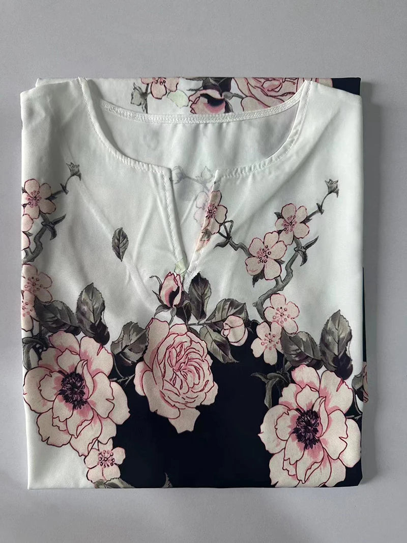 Floral sleeveless A-line dress – detail view | 3KDyn